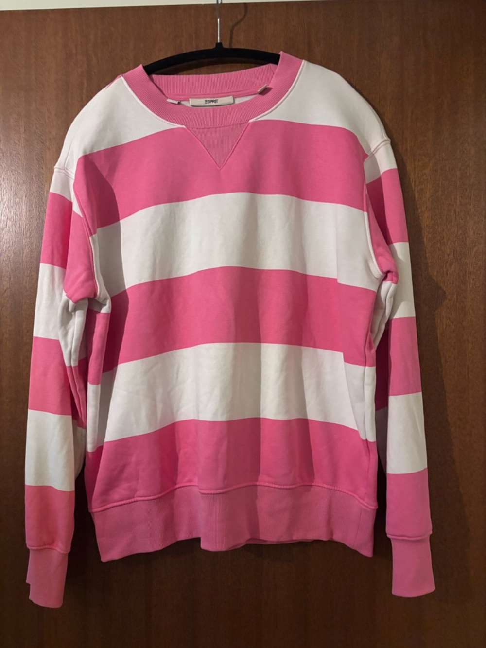 Esprit Pink & White Wide-Stripe Crewneck Sweater